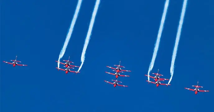 Skies for an aerial display over Dal Lake