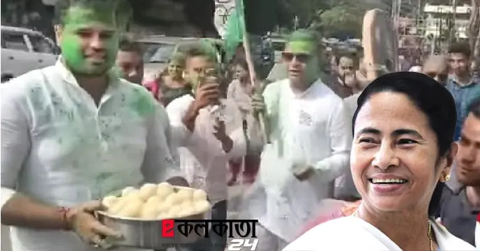 mamata banerjee tmc supporters of tripura distributed rosogolla