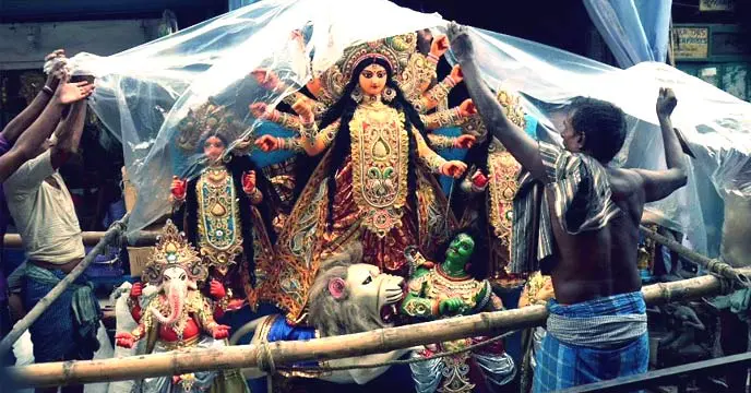 rain in durga puja
