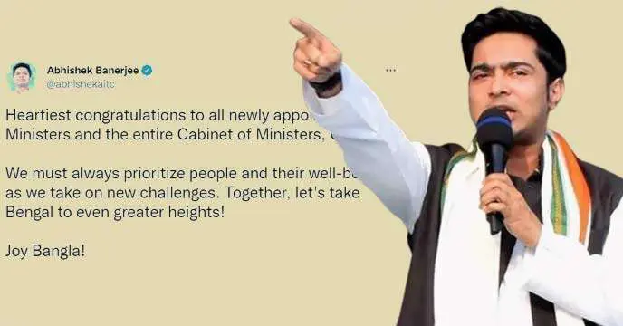Abhishek Banerjee congratulated the new ministers of the state
