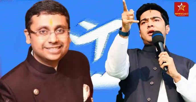 Abhishek Bandopadhyay and Binay Mishra at Kolkata airport before their foreign trip for coal scam investigation