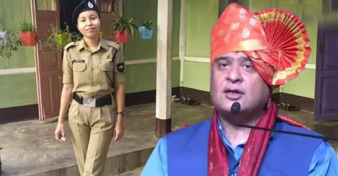 BSF personnel standing near the body of a young girl who was allegedly killed at a BSF camp in Coach Behar, as Assam Chief Minister Himanta Biswa Sarma visits the site.