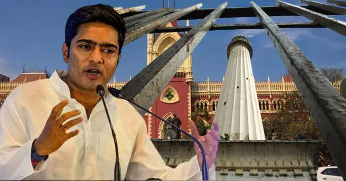 Abhishek Banerjee leading TMC's rally at Shaheed Minar in Kolkata High Court premises