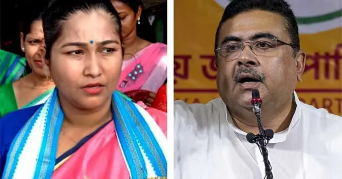 TMC MP Aparupa Poddar and BJP leader Suvendu Adhikar