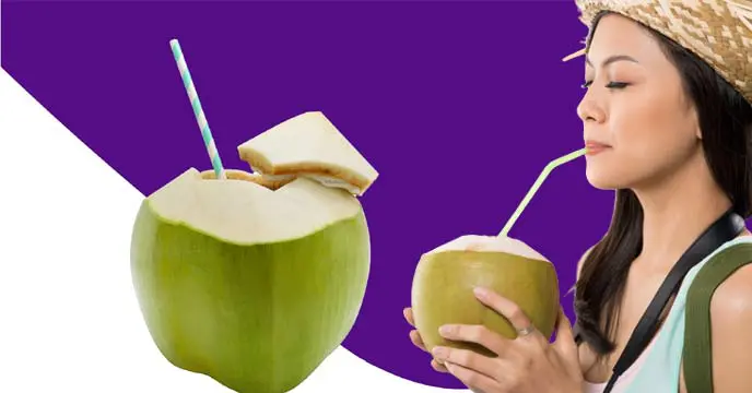 A Girl Drinking Coconut Water