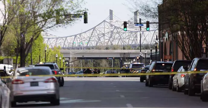Police cars outside the location of the Kentucky shooting