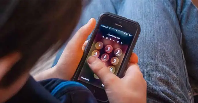 Smartphone with a lock and shield symbol representing security and protection of personal information