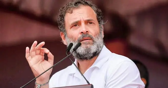 Rahul Gandhi addressing a public rally