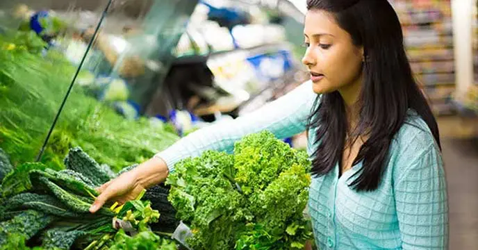 Young girl shopping at a retail market