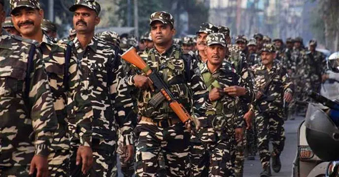 Police officers patrolling the streets of West Bengal