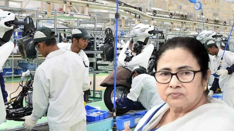 Mamata on bike factory