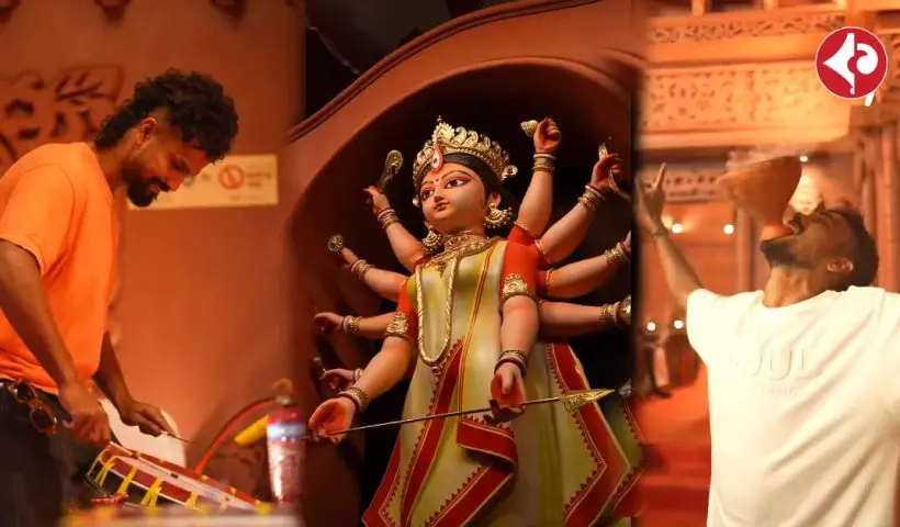 DHFC players and coaches enjoyed a fun-filled evening, doing the dhunuchi dance and playing the dhak, celebrating the festival as a team