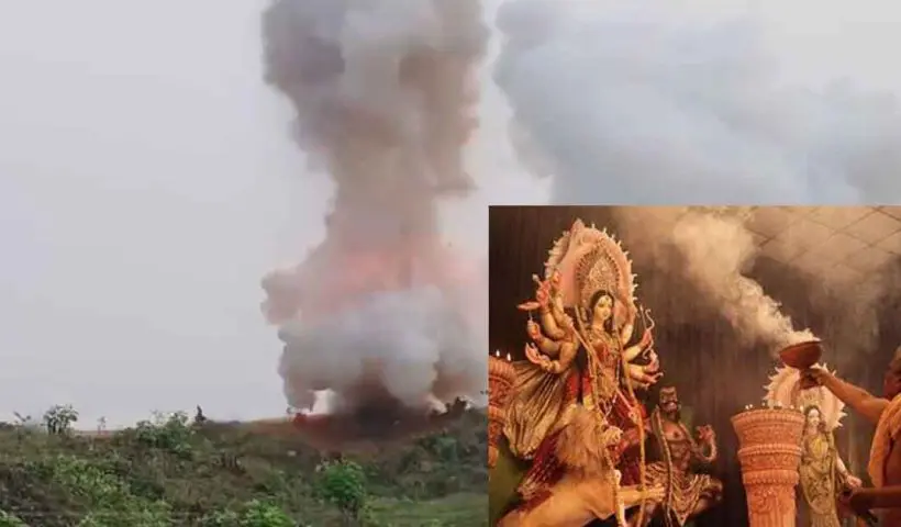 Bankura mrinmoyee devi mandir Durga puja artillery fire