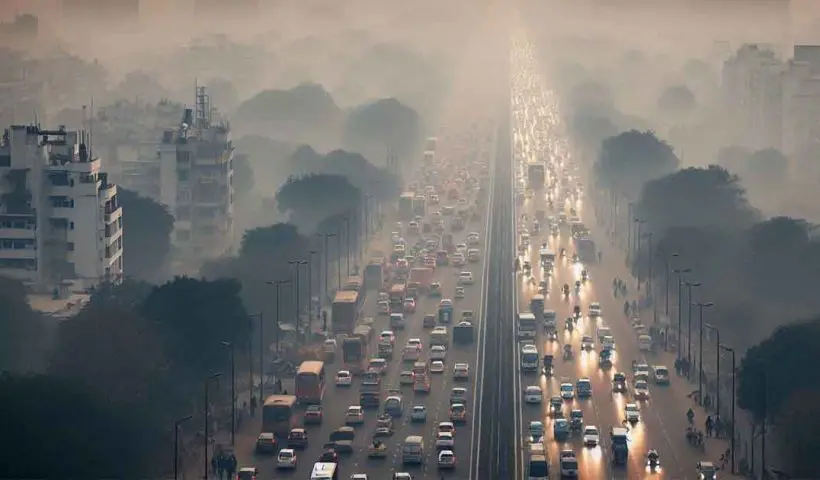 Delhi Air pollution smog at danger level