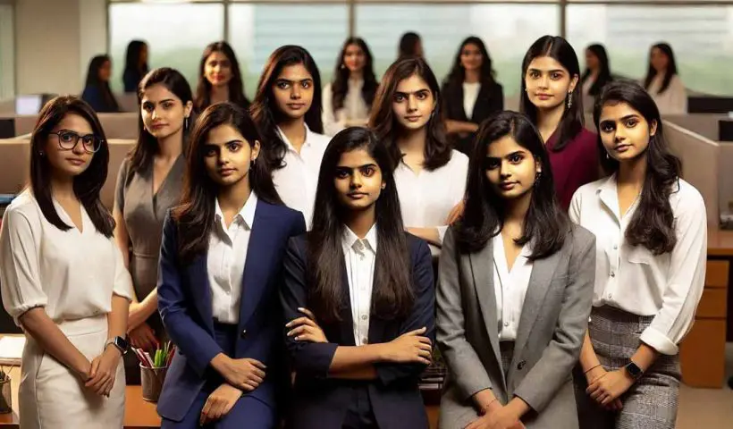 A group of young women in India, all members of the Employees' Provident Fund Organisation