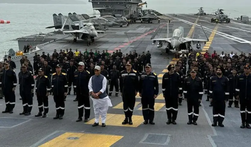 Rajnath Singh warns Pakistan from INS Vikrant