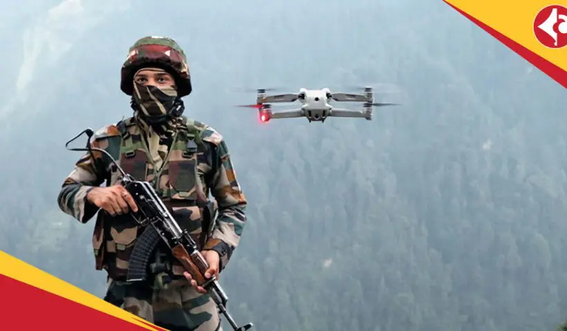 Indian Army soldier with drone