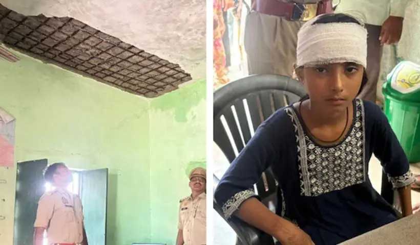 school roof collapse 4 children injured