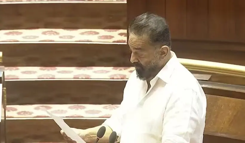 Kamal Haasan takes oath in Rajya Sabha