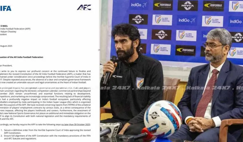 AIFF could be suspended if it fails to get its constitution ratified by October 30 according to a letter from FIFA and AFC