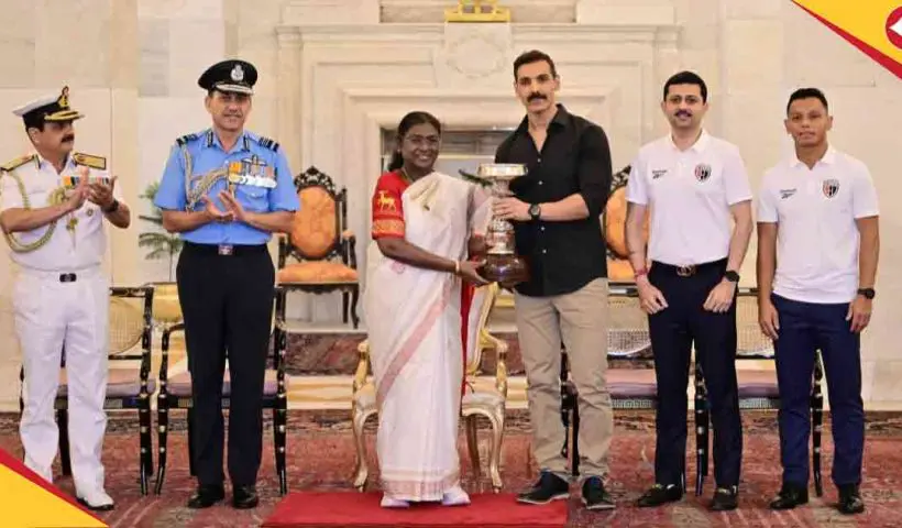 NorthEast United FC Redeem Tlang Elated After Receiving President’s Cup from Rashtrapati Bhavan