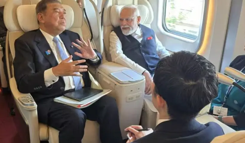 modi rides bullet train in japan