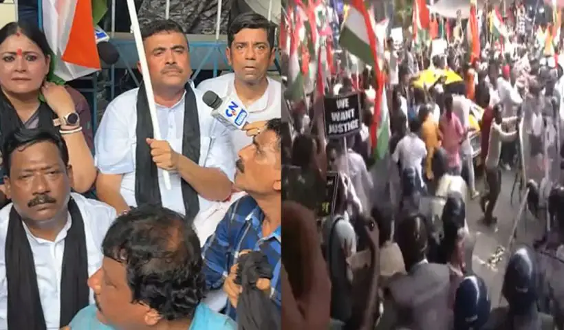 suvendu adhikari sit on road