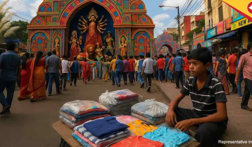 Durga Puja 2025: Robin’s Struggles on New Market’s Footpath Amid Kolkata’s Festive Glow