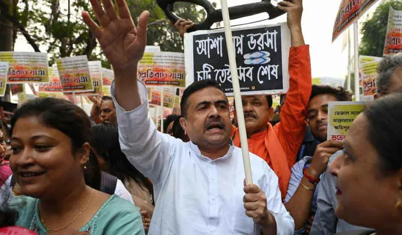 BJP Takes to the Streets Against Corruption; Suvendu Leads Vijay Sankalp Yatra"