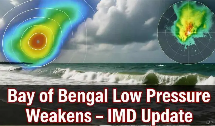 IMD has said that the well-marked low pressure over the Bay of Bengal near Tamil Nadu coast will weaken within 24 hours, bringing relief to coastal states.