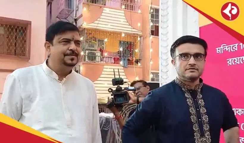 Durga Puja 2025 Sourav Ganguly with family visist Sreebhumi Sporting & Suruchi Sangha Pandal