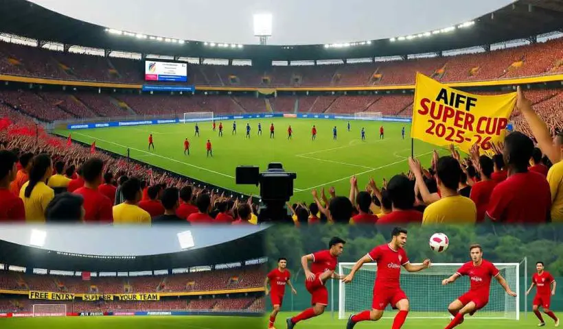 The AIFF Super Cup 2025-26 kicks off tomorrow in Goa. 16 clubs will compete in the group stage for 4 semi-final spots. Live streaming on JioCinema, Star Sports, Khel, and YouTube. Free entry for spectators at select stands.