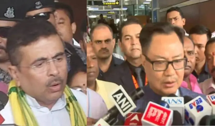 Suvendu Adhikari and Kiren Rijiju in Bagdogra