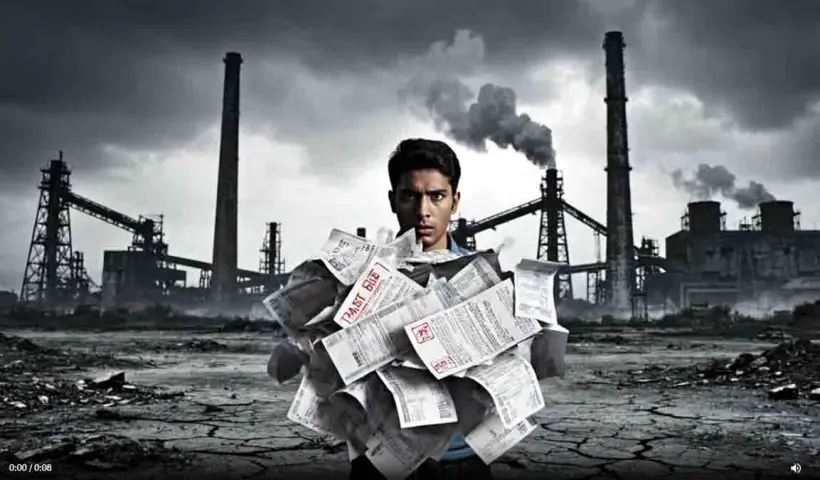 symbolic visual of a giant stack of loan papers and bank EMI documents