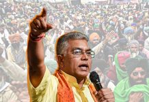 Dilip Ghosh addressing a political rally