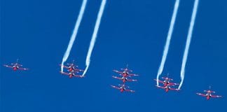 Skies for an aerial display over Dal Lake