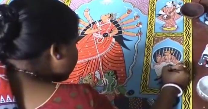 Unique durga art still exist in heritage city Bishnupur