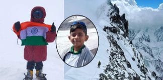This eight year old indian boy climbs the top of mount Elbrus