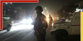 militant firing on police bus in Srinagar