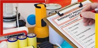 What kits should be stored at home as an emergency?