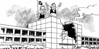 Pakistan news paper dawn published a cartoon against mockery of democracy
