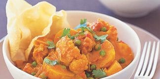 Homemade recipe vegetarian curry with luchi