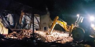 Railway authorities demolished a school with a bulldozer