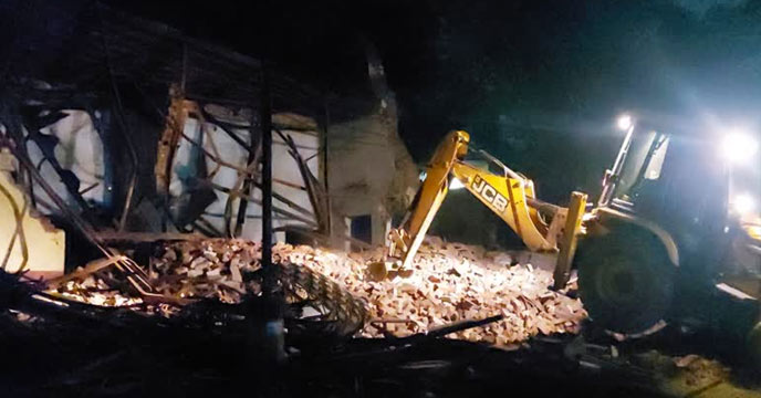 Railway authorities demolished a school with a bulldozer