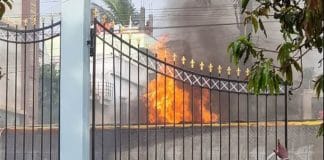 fire to the house of Andhra Pradesh Transport Minister P Bishwarup