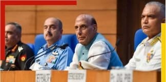 Defence Minister Rajnath Singh meets three service chiefs