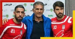 Iranian footballers Karim Ansarifard and Ashkan Deja Gah