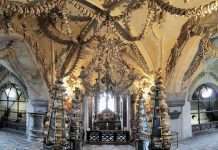 church-is-decorated-with-thousands-of-skeletons