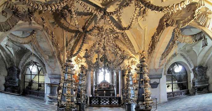church-is-decorated-with-thousands-of-skeletons