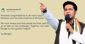 Abhishek Banerjee congratulated the new ministers of the state